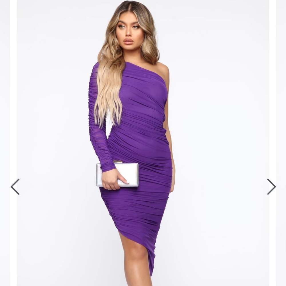 Fashion Nova Eevi Mesh Midi Dress - Purple
